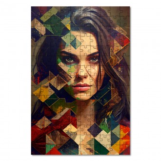 Wooden Puzzle Face of a woman in mosaic