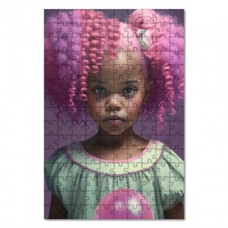Wooden Puzzle Girl with pink hair