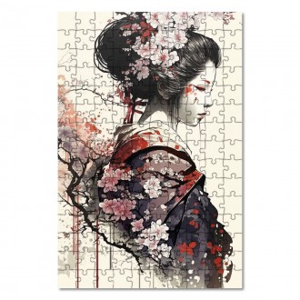Wooden Puzzle Japanese girl with sakura 3