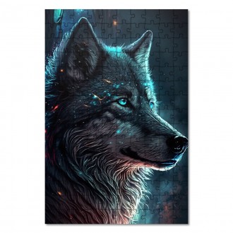 Wooden Puzzle Wolf in the night
