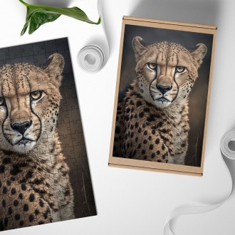 Wooden Puzzle A male cheetah