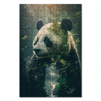Wooden Puzzle Panda in nature