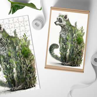 Wooden Puzzle Natural lemur