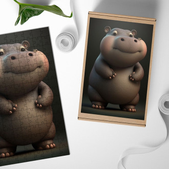 Wooden Puzzle Animated hippo