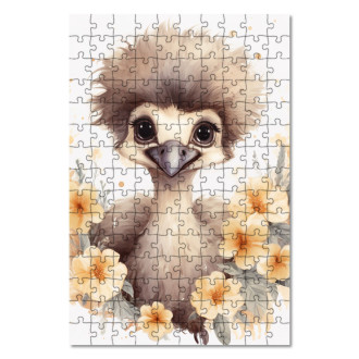Wooden Puzzle Baby ostrich in flowers