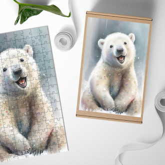 Wooden Puzzle Watercolor polar bear
