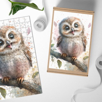 Wooden Puzzle Watercolor owl
