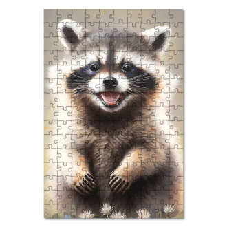 Wooden Puzzle Watercolor raccoon