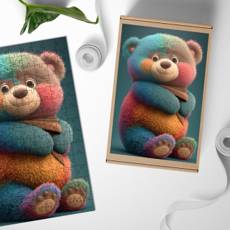 Wooden Puzzle Rainbow teddy bear