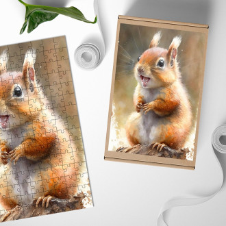 Wooden Puzzle Watercolor squirrel