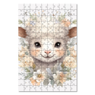 Wooden Puzzle Baby sheep in flowers