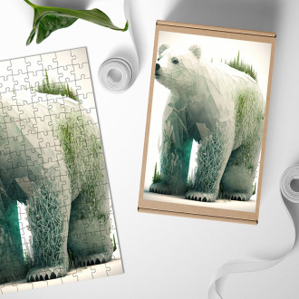 Wooden Puzzle Natural polar bear