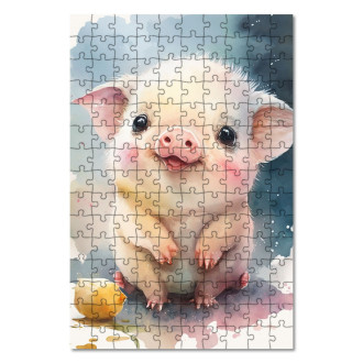 Wooden Puzzle Watercolor piggy bank