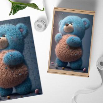 Wooden Puzzle Animated blue bear