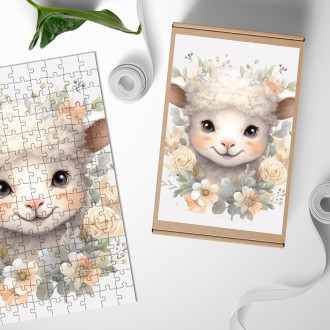Wooden Puzzle Baby sheep in flowers