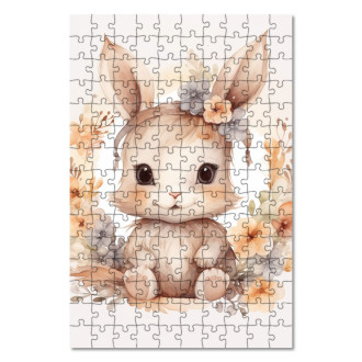 Wooden Puzzle Baby hare in flowers