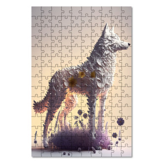 Wooden Puzzle Flower wolf