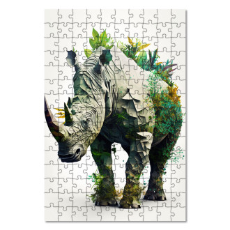 Wooden Puzzle Natural rhinoceros