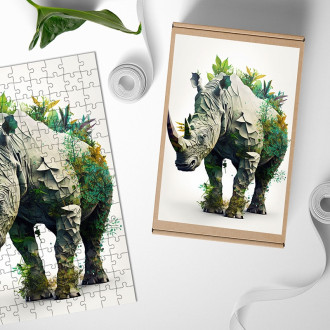 Wooden Puzzle Natural rhinoceros
