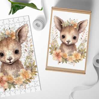 Wooden Puzzle Baby doe in flowers