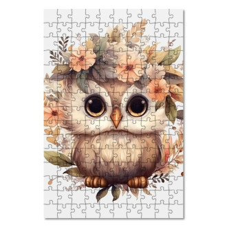 Wooden Puzzle Baby owl in flowers