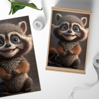 Wooden Puzzle Animated raccoon