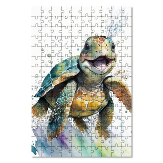 Wooden Puzzle Watercolor turtle