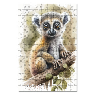 Wooden Puzzle Watercolor lemur