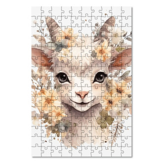 Wooden Puzzle Baby goat in flowers