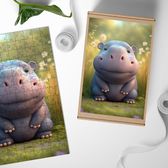 Wooden Puzzle Cute hippopotamus