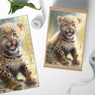 Wooden Puzzle Watercolor leopard