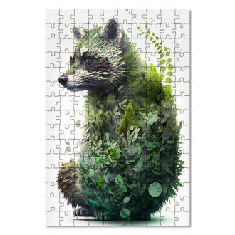 Wooden Puzzle Natural raccoon
