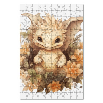 Wooden Puzzle Baby dragon in flowers