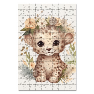 Wooden Puzzle Cheetah cub in flowers