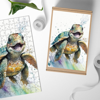 Wooden Puzzle Watercolor turtle