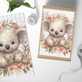 Wooden Puzzle Baby koala in flowers