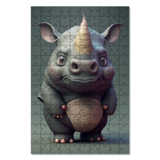 Wooden Puzzle Animated rhinoceros