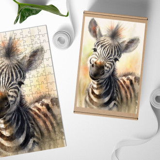 Wooden Puzzle Watercolor zebra