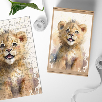Wooden Puzzle Watercolor lion cub