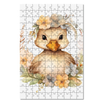 Wooden Puzzle Baby duck in flowers