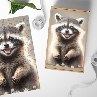 Wooden Puzzle Watercolor raccoon