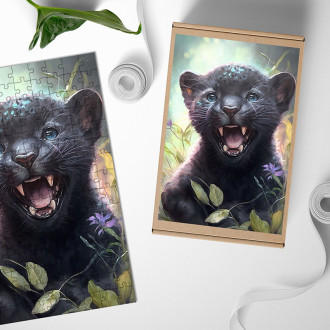 Wooden Puzzle Watercolor panther