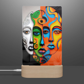 Lamp Modern art - three faces