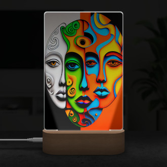 Lamp Modern art - three faces