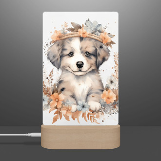 Lamp Young dog in flowers