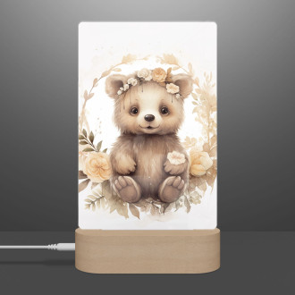 Lamp Grizzly cub in flowers
