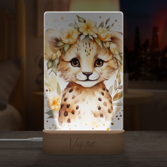 Lamp Leopard cub in flowers