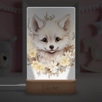 Lamp Baby white fox in flowers