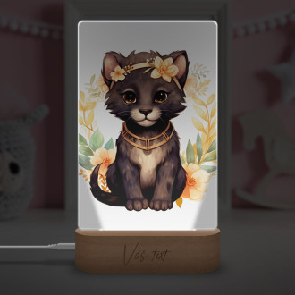 Lamp Panther cub in flowers