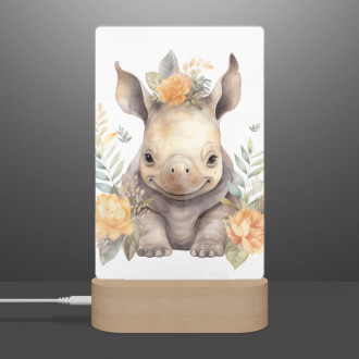 Lamp Baby rhinoceros in flowers